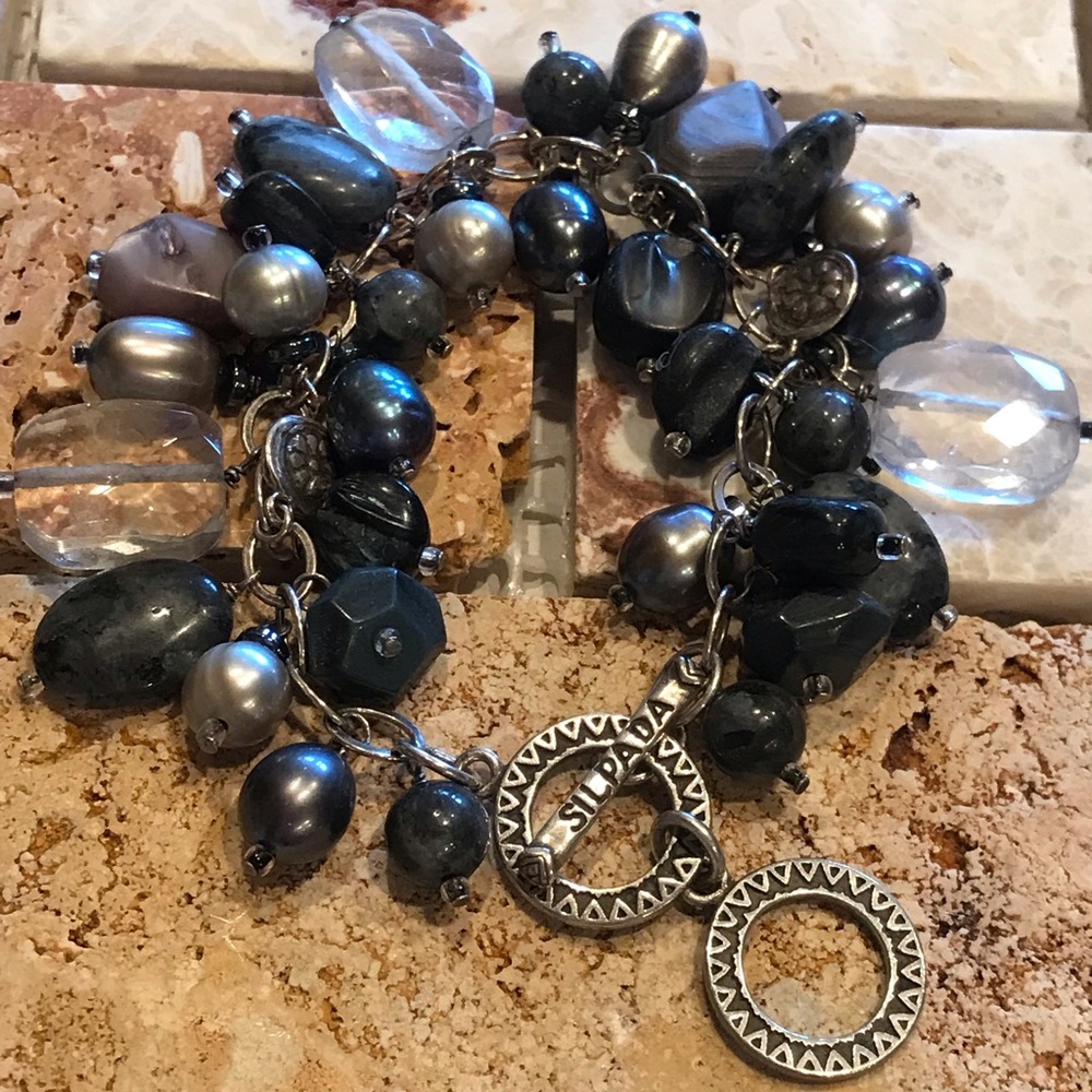 ❤️ Silpada VINTAGE Gray Pearl Cha Cha Bracelet